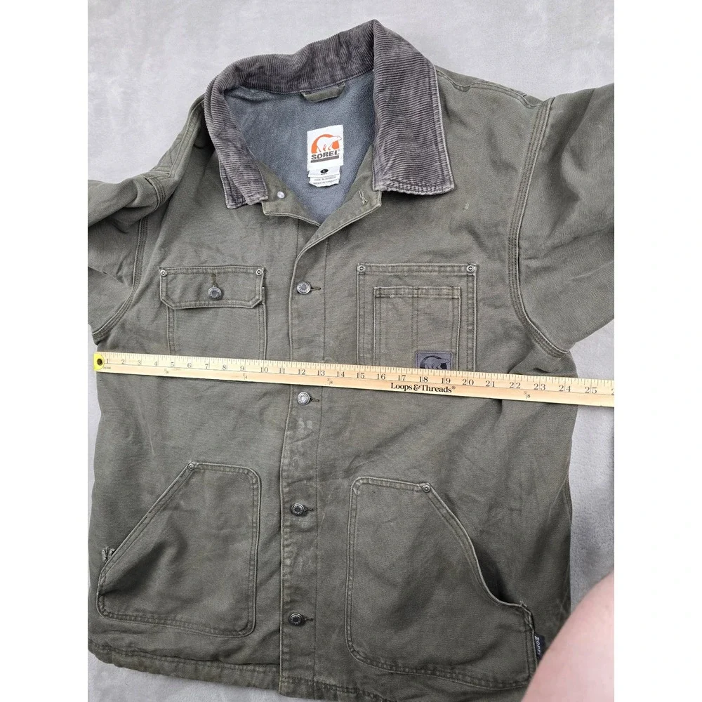 Vintage Sorel Canvas Work‎ Jacket Mens L Corduroy Collar Fleece Lined Distressed